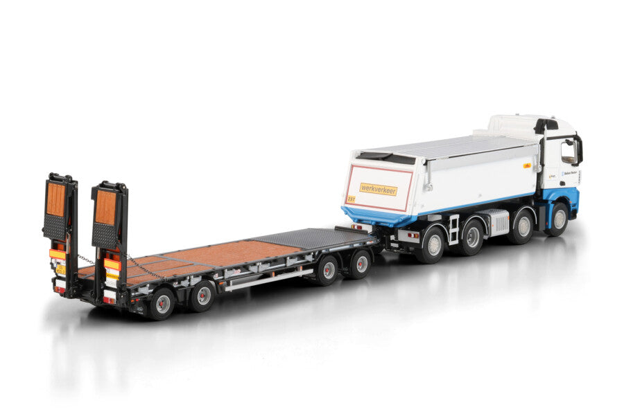 Ballast Nedam; MERCEDES-BENZ AROCS MP4 2.300MM STREAM SPACE 8X2 TAG AXLE TIPPER TRUCK LOW LOADER DRAWBAR TRAILER - 8 AXLEWSI Limited Edition