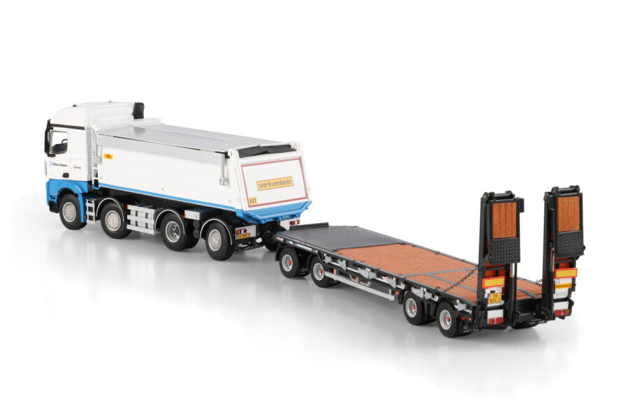 Ballast Nedam; MERCEDES-BENZ AROCS MP4 2.300MM STREAM SPACE 8X2 TAG AXLE TIPPER TRUCK LOW LOADER DRAWBAR TRAILER - 8 AXLEWSI Limited Edition