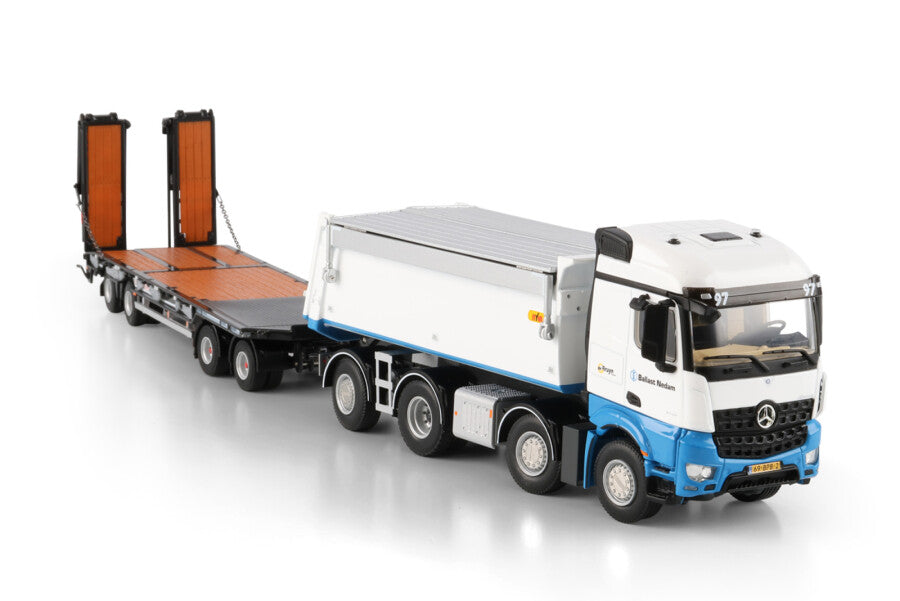 Ballast Nedam; MERCEDES-BENZ AROCS MP4 2.300MM STREAM SPACE 8X2 TAG AXLE TIPPER TRUCK LOW LOADER DRAWBAR TRAILER - 8 AXLEWSI Limited Edition