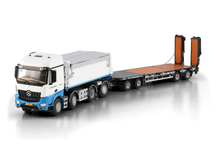 Ballast Nedam; MERCEDES-BENZ AROCS MP4 2.300MM STREAM SPACE 8X2 TAG AXLE TIPPER TRUCK LOW LOADER DRAWBAR TRAILER - 8 AXLEWSI Limited Edition