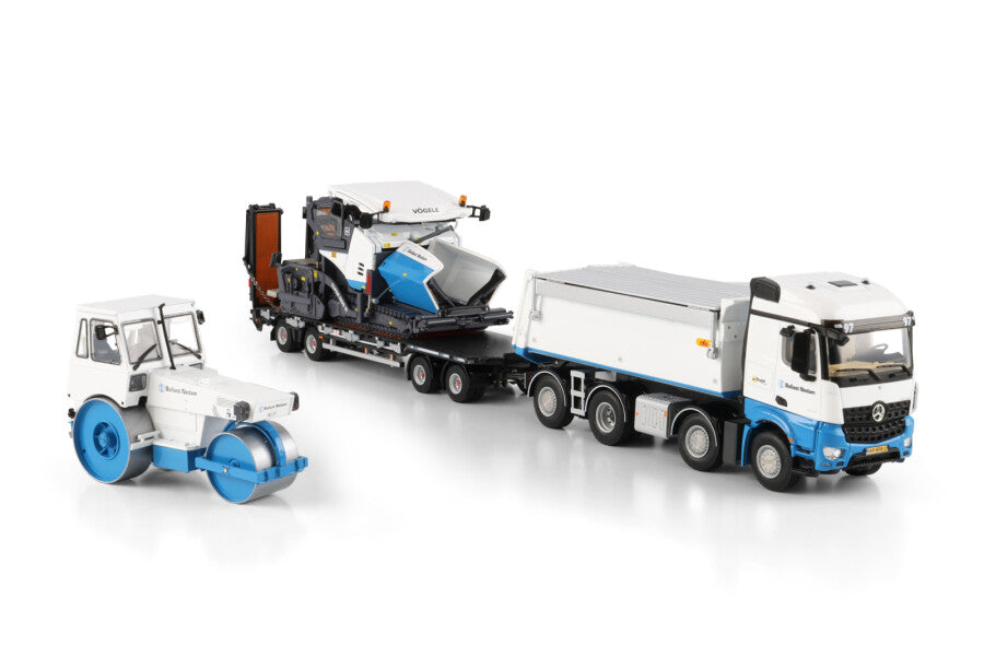 Ballast Nedam; MERCEDES-BENZ AROCS MP4 2.300MM STREAM SPACE 8X2 TAG AXLE TIPPER TRUCK LOW LOADER DRAWBAR TRAILER - 8 AXLEWSI Limited Edition